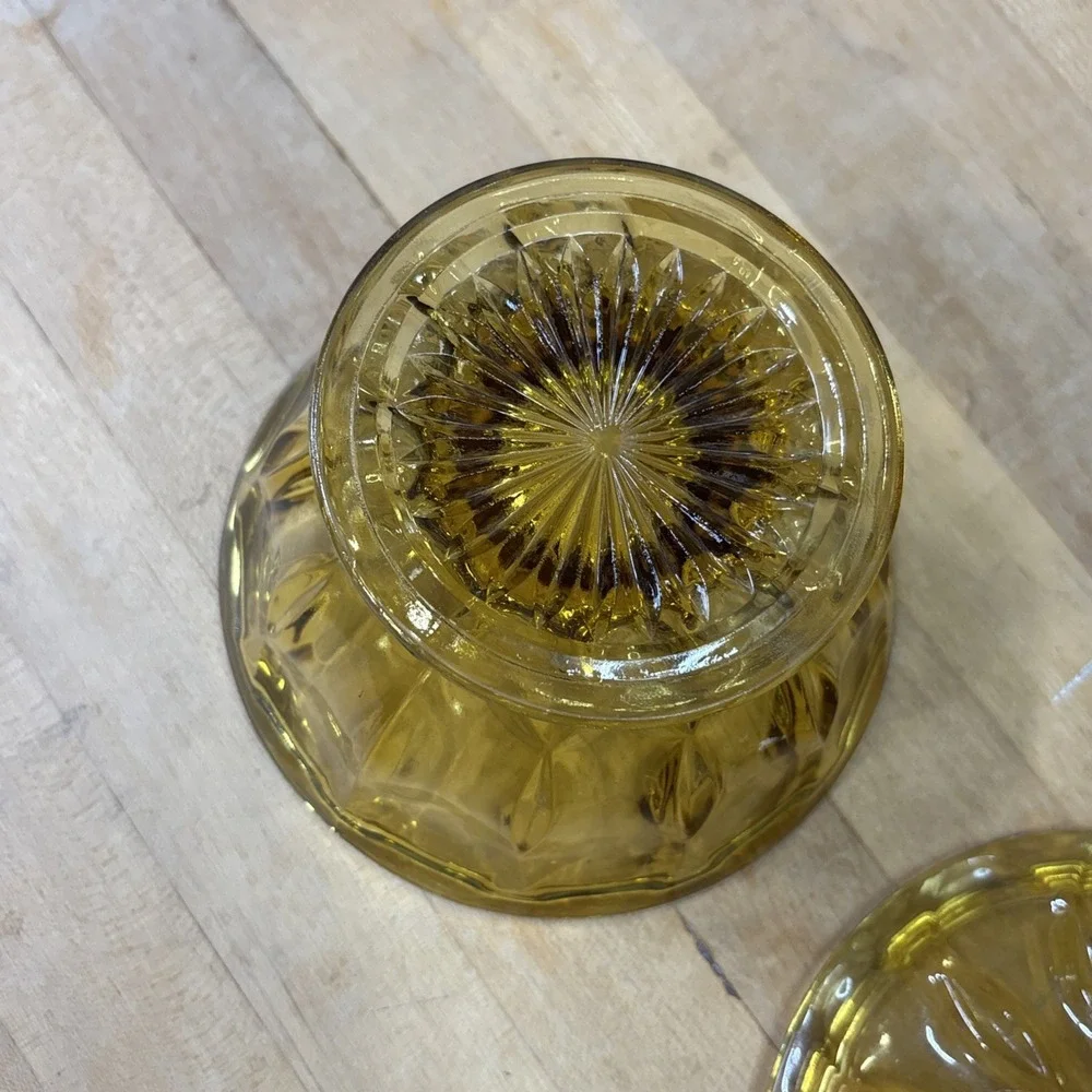 Vintage Anchor Hocking Amber Glass Fairfield Footed Candy Dish With Lid